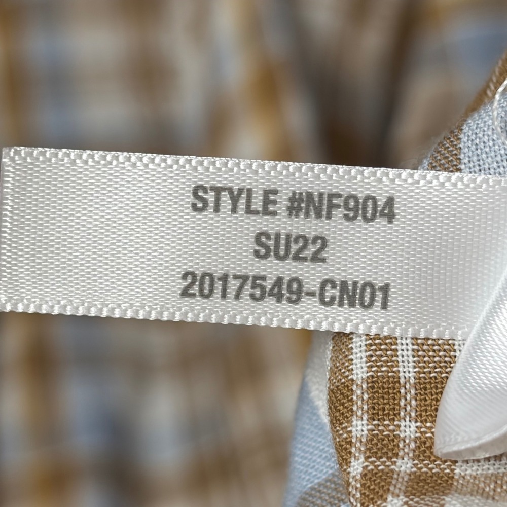 Madewell Plaid Ruffle Strap Smocked Midi Dress Blue Brown NF904 Size 10 - Picture 8 of 14